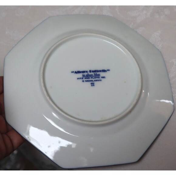 Fitz & Floyd Allegro Butterfly Blue Salad Plate 1979 - Picture 3 of 3